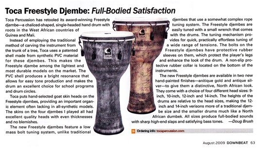 Toca Freestyle Djembe Article from Drumbeat Magazine