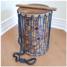 Open Box Kente Cloth Djembe